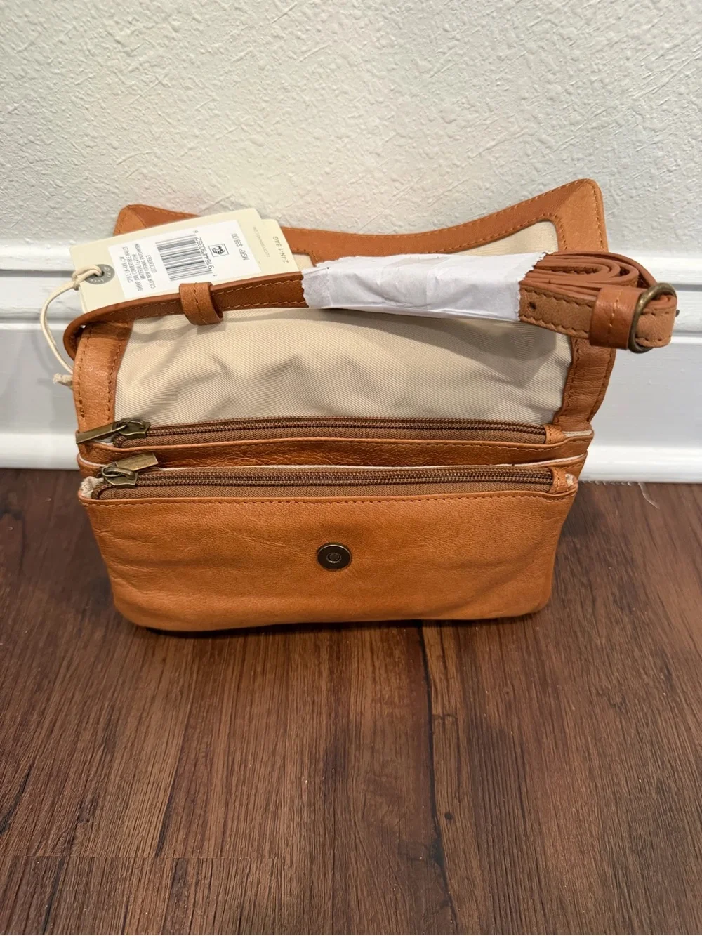 Lucky Brand Tan Suede Chevron Stitch Clutch